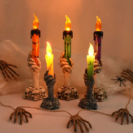 Halloween Led Candle Light Skeleton Ghost Hand Smoke-free Light Horror Props Halloween Party Decoration Supplies Kids Toy Gift