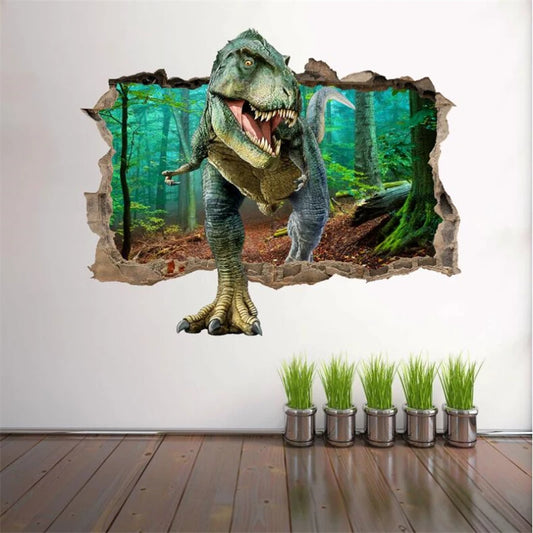 Pegatina de pared de dinosaurio vívido 3D decoración del hogar Jurásico Película de animales Póster Pegatinas de pared para habitaciones para niños