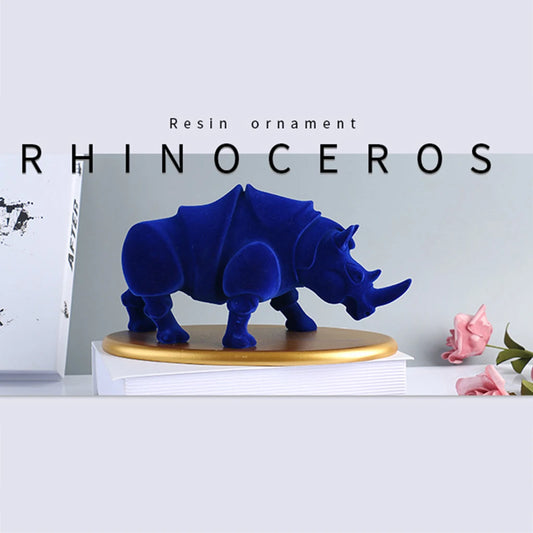 Statue Rhinocero Figurina Velvet Resina Sculture animali con supporto per la decorazione della decorazione di decorazioni per la decorazione per la casa