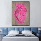 Abstract Pink Neon Skeleton Heart Painting Poster HD Stampa su tela di pittura da parete Art Picture per soggiorno Decorazione per la casa