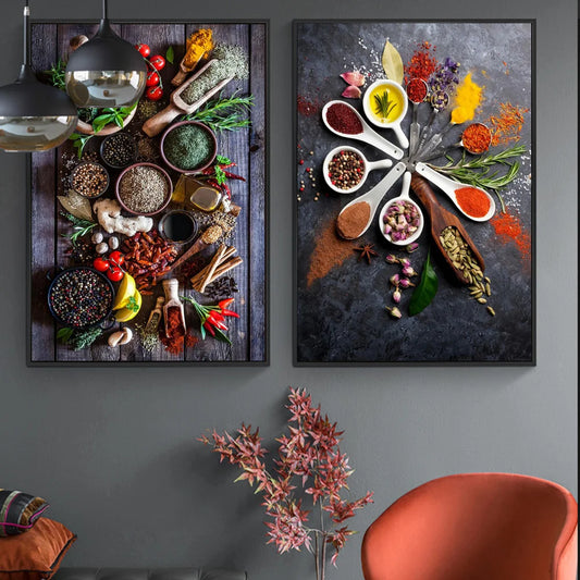 Küche Wandkunst Bilder Gewürze Kräuterkocher Poster und Drucke Nordic Home Decor Leinwand Malerei für Restaurants für Restaurants