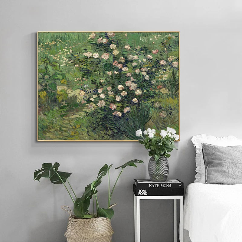 Famous Van Gogh Roses 1889 Oil Painting Reproductions on Canvas Posters and Prints Wall Art Picture for Living Room