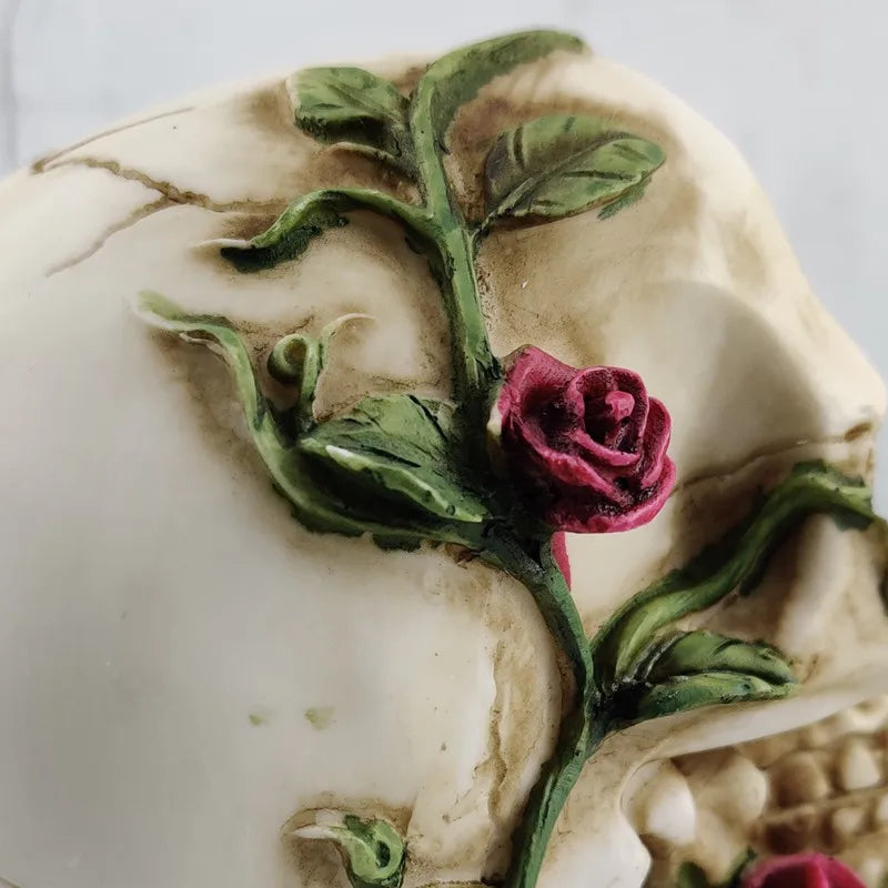 Vilead Rose Skull Statue Halloween Decoratie Resin Skelet Hoofd Crafts Animal Props Bar Ornament Teller Home Sculpture cadeau