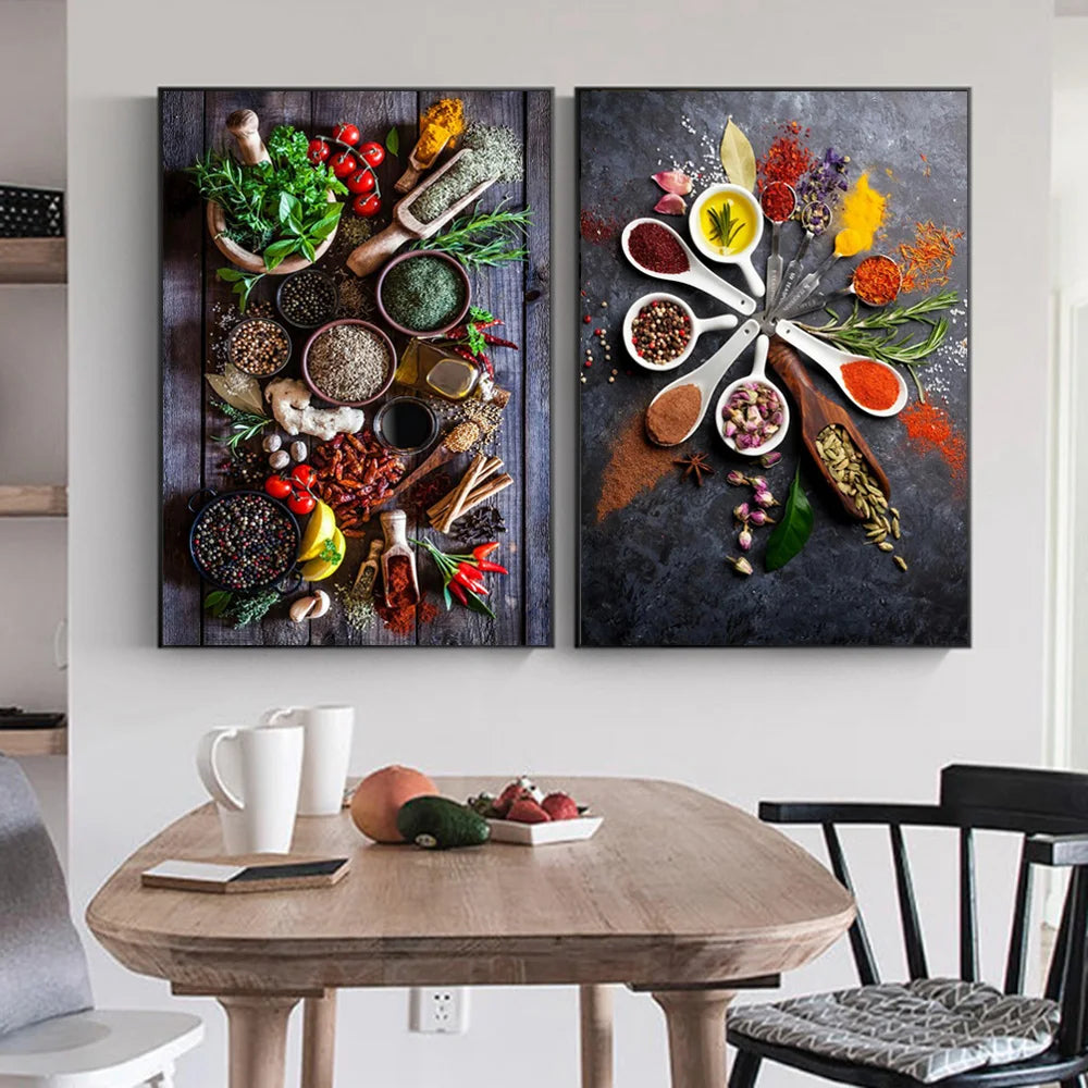 Küche Wandkunst Bilder Gewürze Kräuterkocher Poster und Drucke Nordic Home Decor Leinwand Malerei für Restaurants für Restaurants