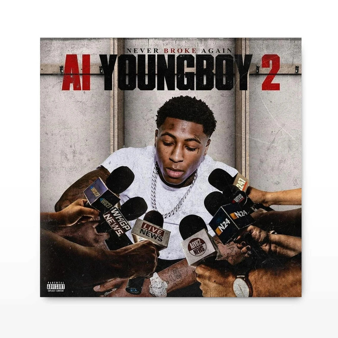 AI Youngboy 2 Youngboy nunca Broke Again Music Álbum Canvas Rap Rap Star Pop Singer Pintura de pared Decoración de arte (sin marco)