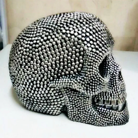 BUF Big Silver/Gold Skull Statue Resin Crafts Ornamenti decorativi decorativi Decorazione Halloween Scultura per la casa Figurine