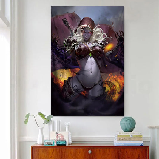 World of Warcrafts Sylvanas HD Juego de juego Póster Pintitud decorativa Sala de estar dormitorio Adulto Arte de pared de gran tamaño Arte