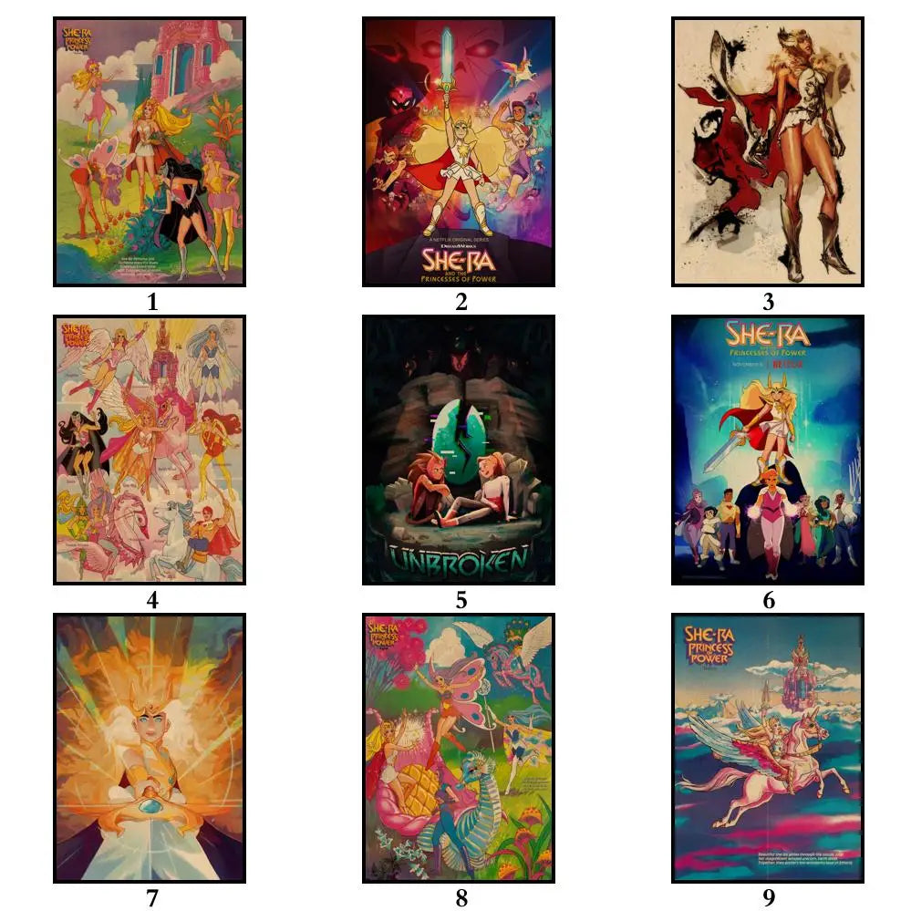49 Designs She Ra and The Princesses of Power Kraftpaper Poster Artwork Fancy Wall Sticker for Coffee House Bar