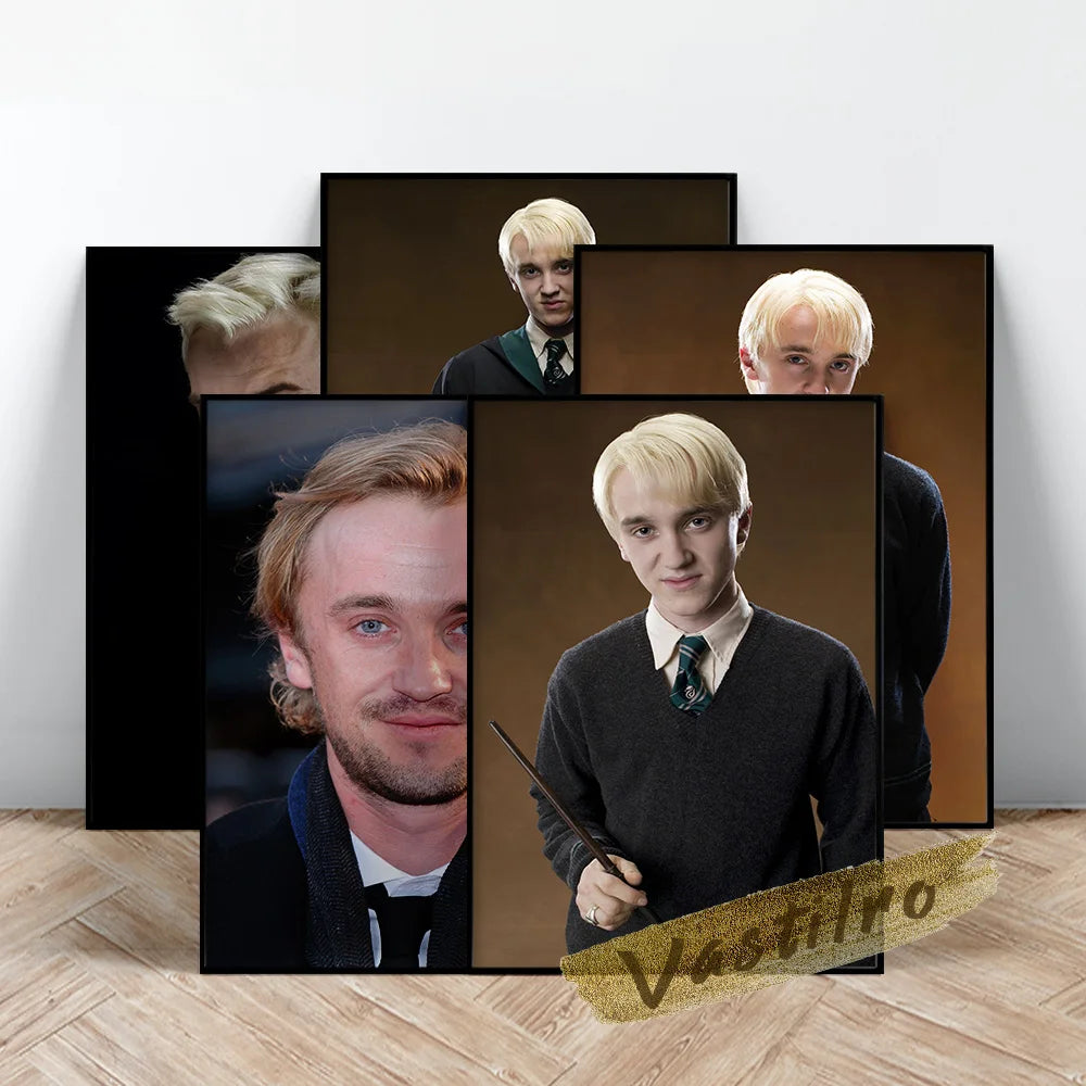 Draco Malfoy Poster, Filmcharakter -Porträt -Wandkunst, gutaussehende Jungen Wandbild, Thomas Felton Rolle Kunstdrucke, Fans sammeln