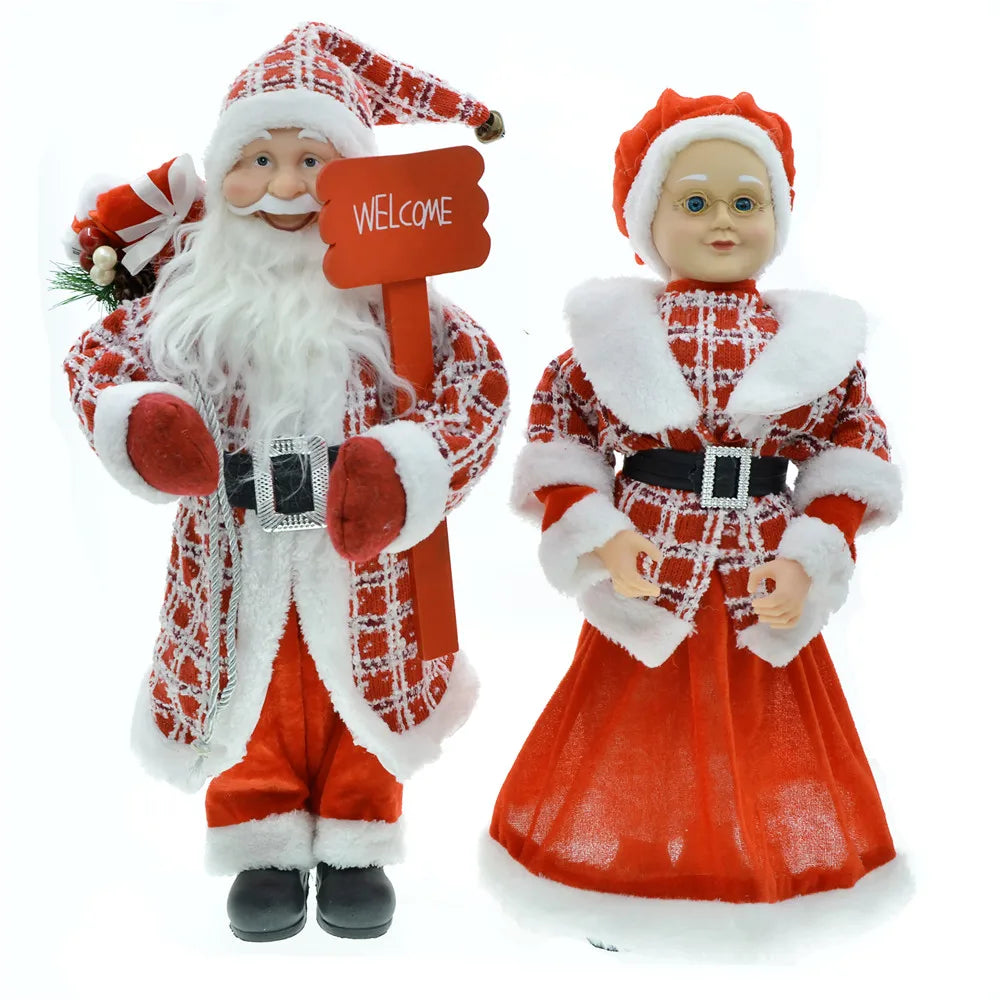 New Year Christmas Santa Claus Doll Figurine For Home Decor accessories Navidad Tree Ornaments 45cm Big Standing Figure 2023