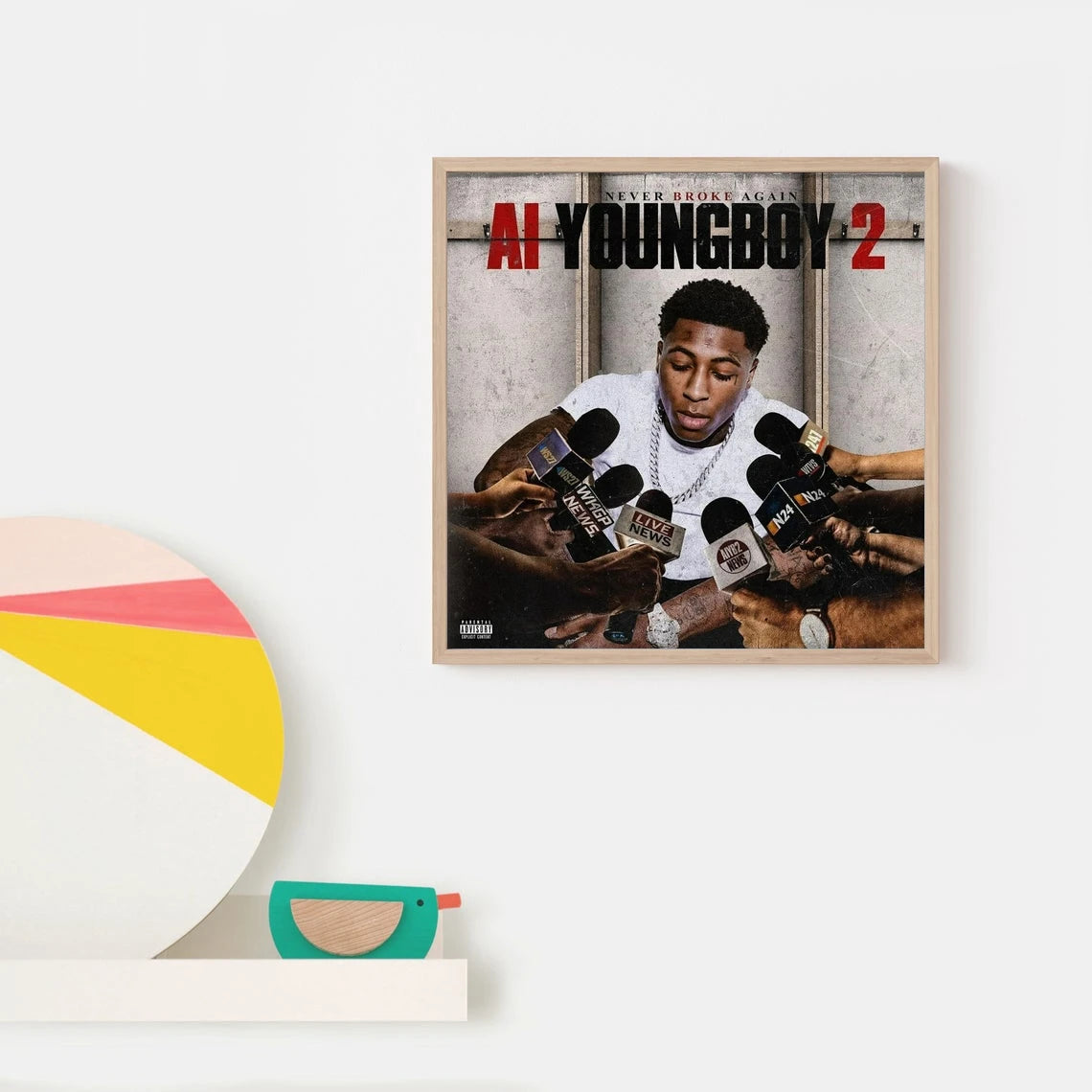 AI Youngboy 2 Youngboy nunca Broke Again Music Álbum Canvas Rap Rap Star Pop Singer Pintura de pared Decoración de arte (sin marco)