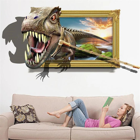 Pegatina de pared de dinosaurio vívido 3D decoración del hogar Jurásico Película de animales Póster Pegatinas de pared para habitaciones para niños