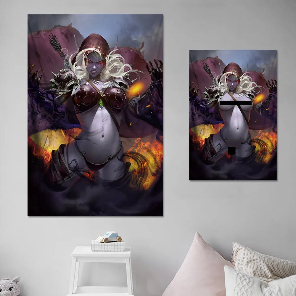 World of Warcrafts Sylvanas HD Juego de juego Póster Pintitud decorativa Sala de estar dormitorio Adulto Arte de pared de gran tamaño Arte