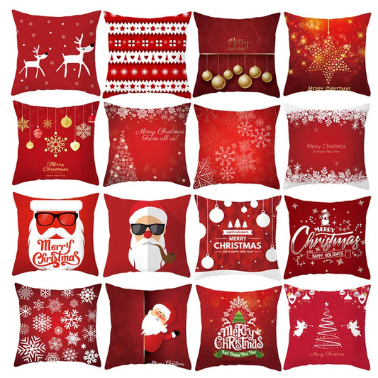 Christmas Cushion Cover Cartoon Santa Claus Elk Party Merry Christmas Decorative Pillowcase Christmas Pillow Case Cushion Cover