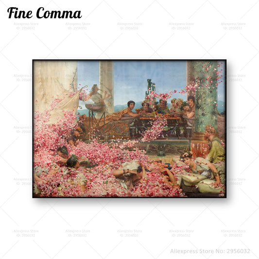 Las rosas de Heliogabalus Lawrence Alma Tadema Vintage Vintage Flower Rosa Pink Lienzo Arte de pared estampado Decoración de San Valentín Día