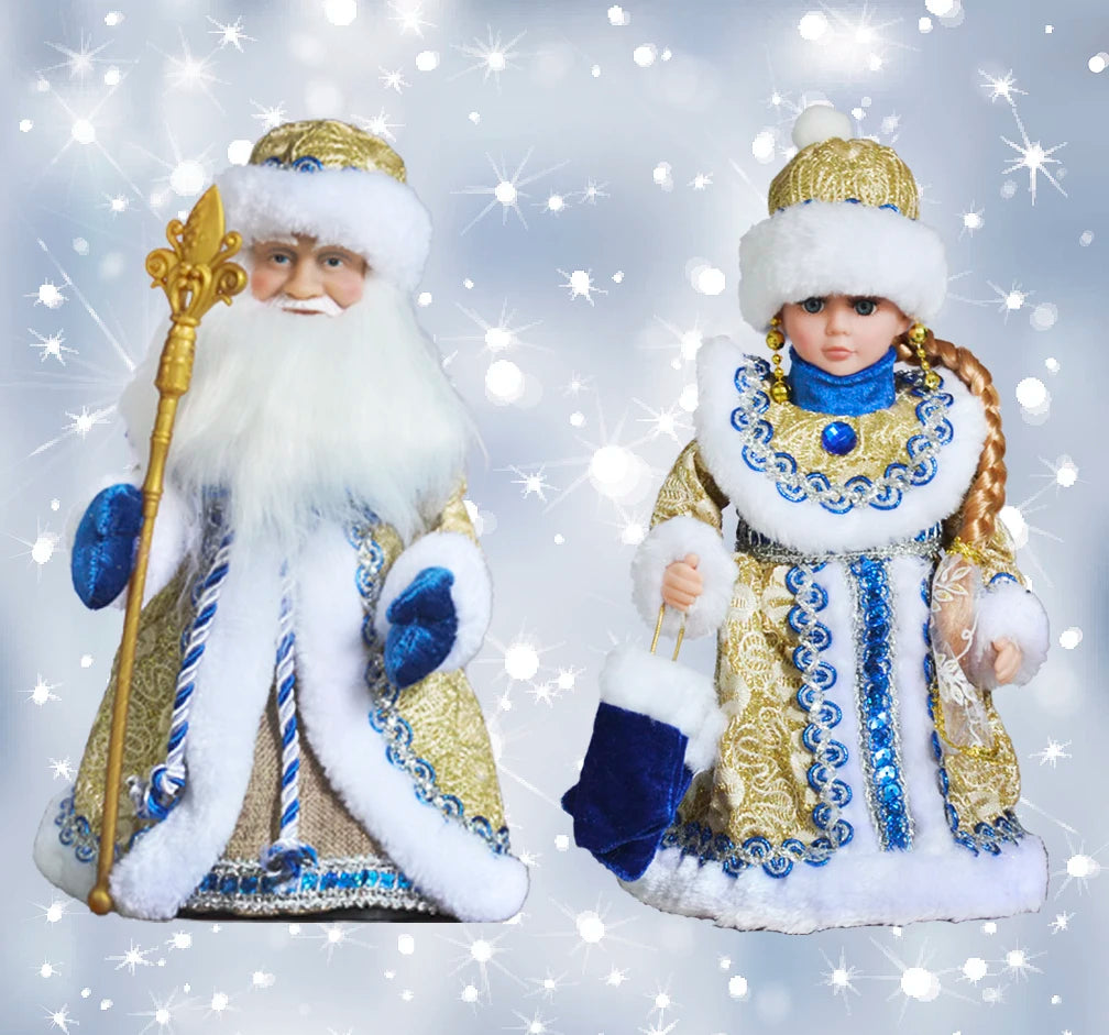 New Year 30cm Christmas Ornaments Santa Claus Figurine ,Electric Santa Claus Snow Maiden Musical Dancing For Home Decor Navidad