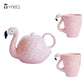 Ymeei créating flamanto set set en céramique théière avec poignée mignon mark tasse rose en porcelaine de thé en porcelaine de thé à thé.