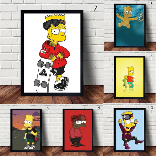 Disney Animation The Simpsons Bart Póster Impresiones Arte de pared Pintura Arte de pared para sala de estar Decoración del hogar el mejor regalo