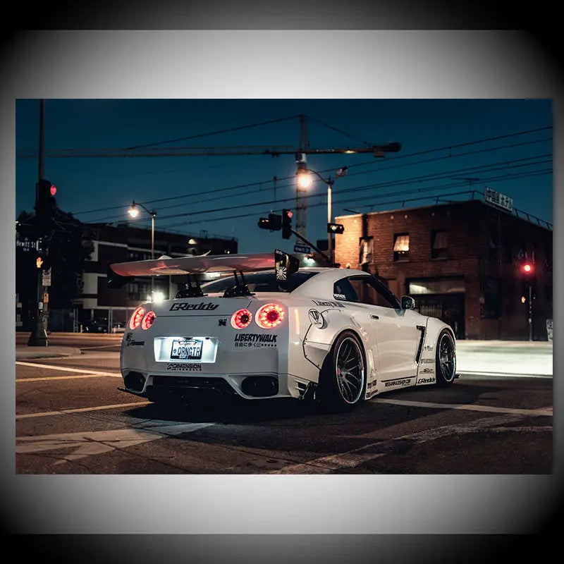 Nissan Tuning GT R R35 White Super car Posters and Prints Modern Wall Art Picture Canvas Painting for Living Room Decor Unframed
