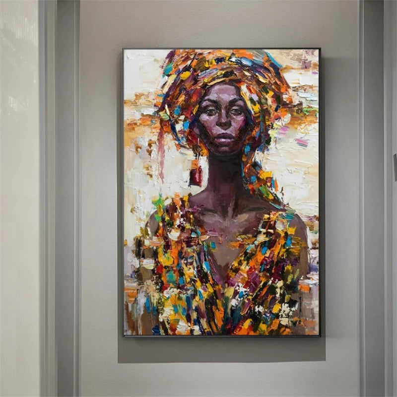 Decoración moderna de mural Luxury aristocrática africana póster y lienzo impreso Retrato de niña negra sala de estar