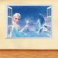 Dessin animé congelé Elsa Anna Princess 3d Window Window Wall Stickers For Girls Children Room Decoration Affiche de chambre à coucher pour enfants amovible Affiche de chambre à coucher