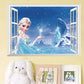 Dessin animé congelé Elsa Anna Princess 3d Window Window Wall Stickers For Girls Children Room Decoration Affiche de chambre à coucher pour enfants amovible Affiche de chambre à coucher