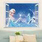 Dessin animé congelé Elsa Anna Princess 3d Window Window Wall Stickers For Girls Children Room Decoration Affiche de chambre à coucher pour enfants amovible Affiche de chambre à coucher