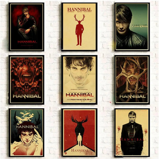 Vintage Hannibal Película Vintage Posters Art Retro Wall Fotografías para decoración de la sala Pegatina de pared Kraft Pintura impresa