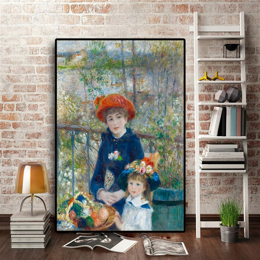 Two Sisters On the Terrace Impressionism Oil Painting Renoir Poster and Print Canvas Art Giclee Wall Picture for Living Room