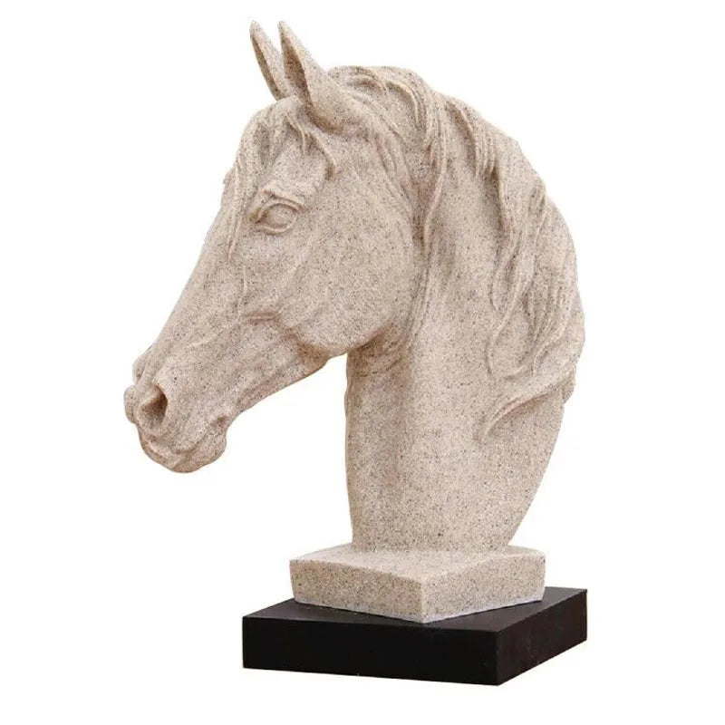 Estatua de cabeza de caballo abstracto de BUF-moderno, adornos de resina, accesorios de decoración del hogar, escultura de resina geométrica