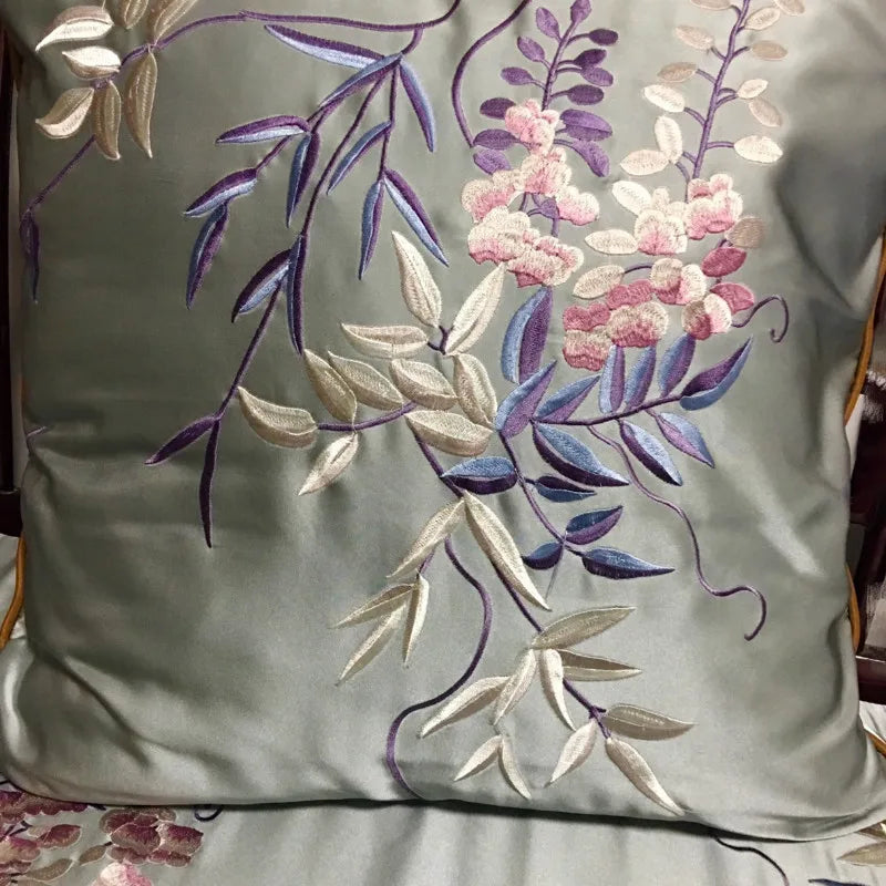 Dunxdeco Chinese stijl kussenomslag decoratieve kussensloop traditionele landelijke stijl flora planten luxe borduurwerk coussin