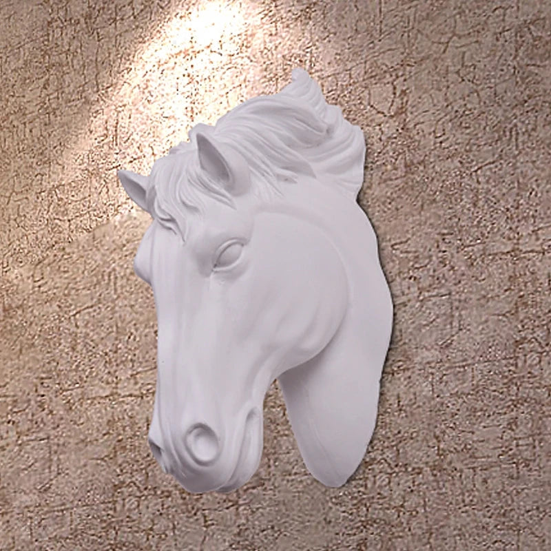 Caballas de la cabeza de la cabeza Hangin 3d Decoraciones de animales 3d Figuras de escultura de arte Cabricadita de resina Sala de estar Decoraciones de pared