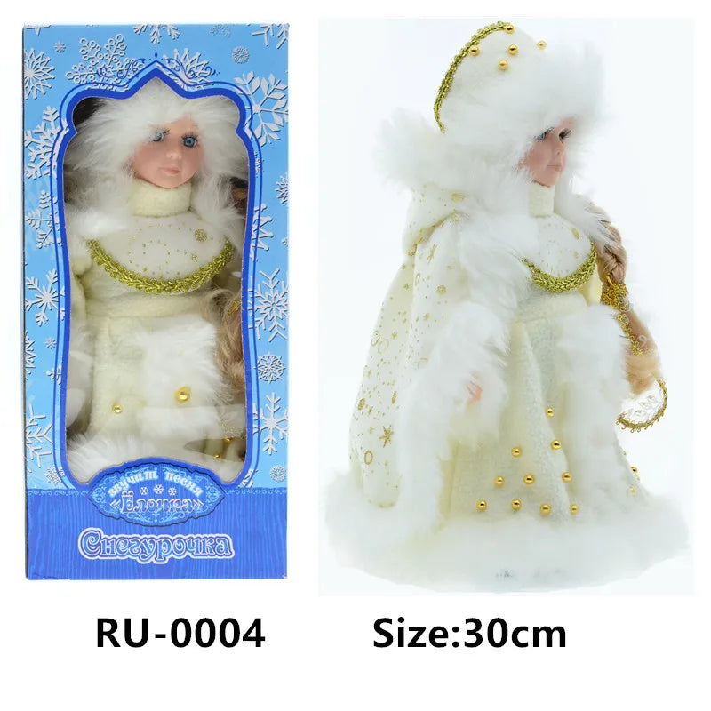 New Year 30cm Christmas Ornaments Santa Claus Figurine ,Electric Santa Claus Snow Maiden Musical Dancing For Home Decor Navidad