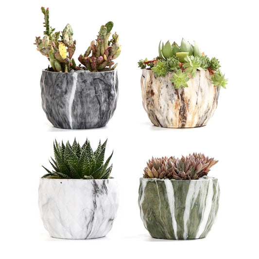 Moderno de flor de marmolizante mármol Cacto suculento Cacto de cerâmica Pots Pots Recipiente BONSAI PLANTERS VASTE COM IDEA DE GUESS DE HOLO DE 3.35 PILING