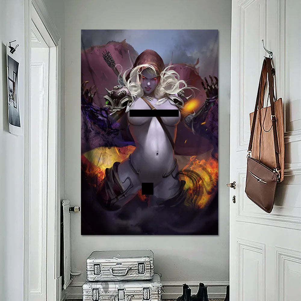 World of Warcrafts Sylvanas HD Juego de juego Póster Pintitud decorativa Sala de estar dormitorio Adulto Arte de pared de gran tamaño Arte