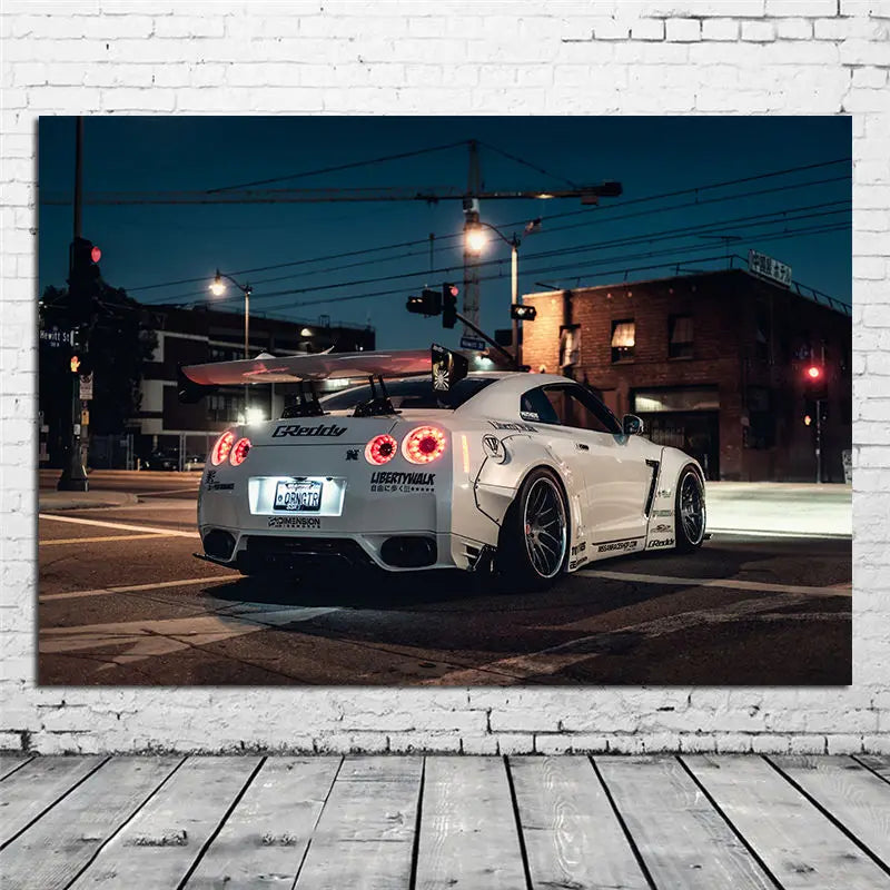 Nissan Tuning GT R R R35 Posters de Super Carro Branco e Impressões Modernas de Arte de Parede Pintura de Canvas para Decoração da Sala De Livro Não