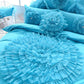 Set di biancheria da letto principessa di lusso in stile coreano Fiori in pizzo blu piumino copertina per letto letti per letti in cotone in cotone tessile