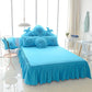 Set di biancheria da letto principessa di lusso in stile coreano Fiori in pizzo blu piumino copertina per letto letti per letti in cotone in cotone tessile