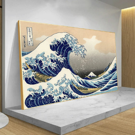 Gran ola de Kanagawa Japón Vintage Canvas Art Poster y estampados Pintura de pared sin marco Imagen de decoración del hogar para sala de estar