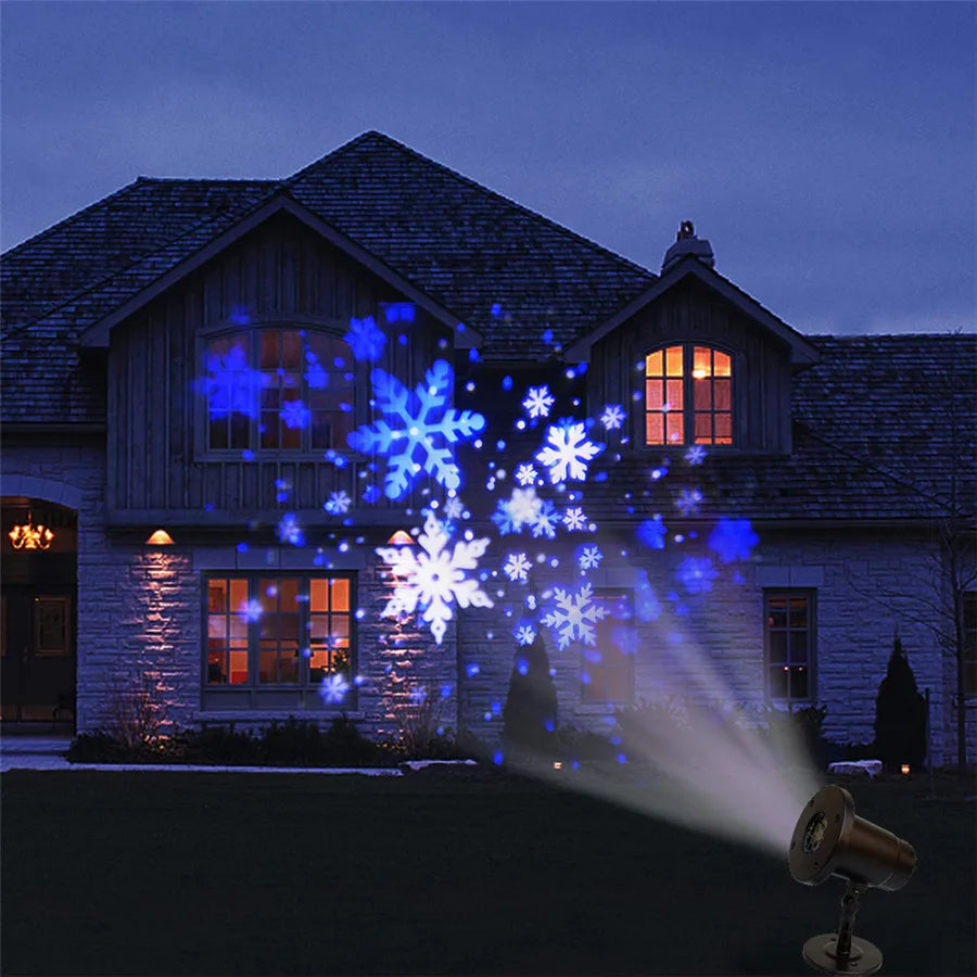 Snowfall LED Light Projector Christmas Laser Projector Light Outdoor White Snowflake Landscape Spotlight for Patio Garden Decor