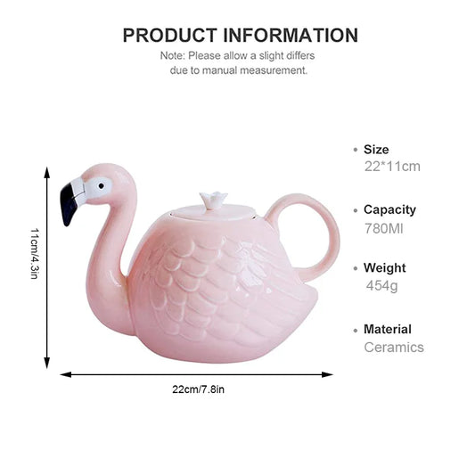 Ymeei Creative Flamingo Belém Bule de Cerâmica com Handel