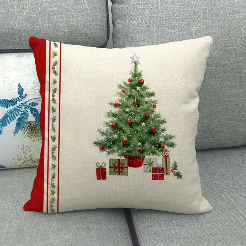 Christmas Decoration Cushion Cover Santa Claus Sofa Pillow Cover Holiday Decoration Pillowcase Linen Pillows Pillowcase 45x45cm