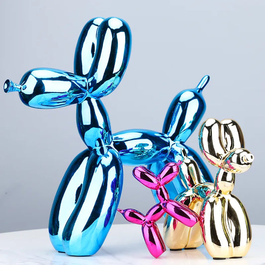 Electroplated Resin Dog Crafts Nordic Balloon Dog Ornament Puppy Sculpture Home Decor Living Room desktop Modern Animal Statue