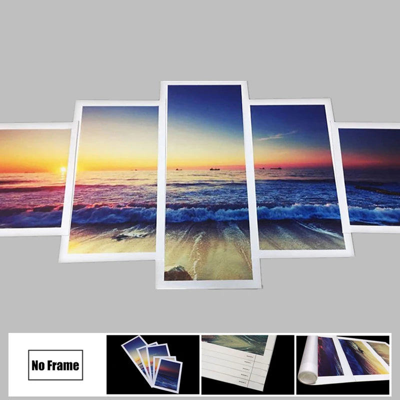 5pcs Army Soldier Sunset Landscape Pictures Posters Wall Art Home Decor Modular Canvas HD Printed Paintings Home Decoration