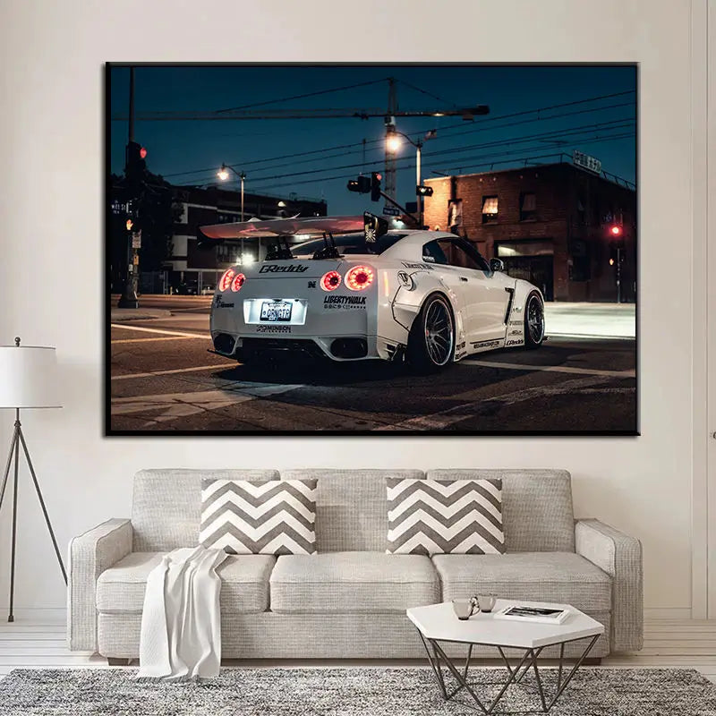 Nissan Tuning GT R R R35 Posters de Super Carro Branco e Impressões Modernas de Arte de Parede Pintura de Canvas para Decoração da Sala De Livro Não