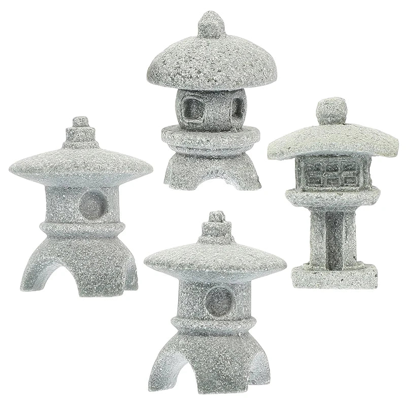 Retro Gazebo Lanternas Chinesas Mini Pagoda Modelo Decoração de Pedra Miniatura estátua de estátua de arenito Home Garden Decor Acessórios