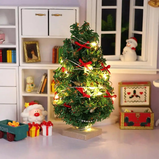 Mini 1/12 Furniture Accessories Christmas Microscene Cedar Decorated Christmas Tree Realistic Doll House Delicate Room Ornaments