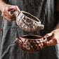 Tigela irregular de cerâmica tigela de cerâmica no estilo ocidental Salada de ensopado de duas orelhas