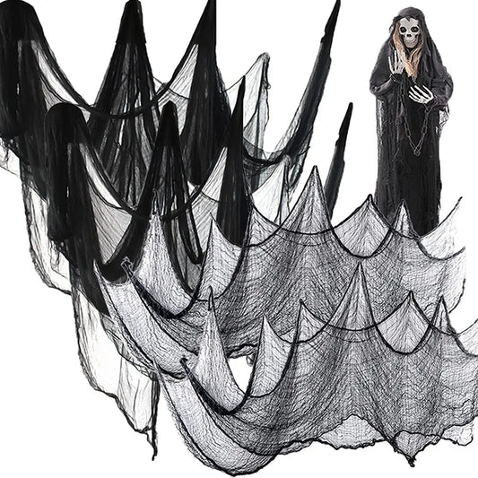 Horror Halloween Party Decoration Haunted Houses Doorway Outdoors Decorations Black Creepy Cloth Scary Gauze Gothic Props