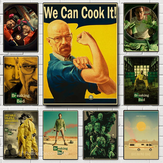 Comprar tres Obtenga cuatro TV Hot TV Breaking Bad Impresiones Estéticas Estéticas Vintage Home Art Decoración de la pared Pintura retro Walter